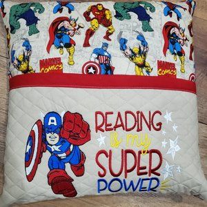 Captain America Marvel Reading Book Pocket Pillow 16"x16"